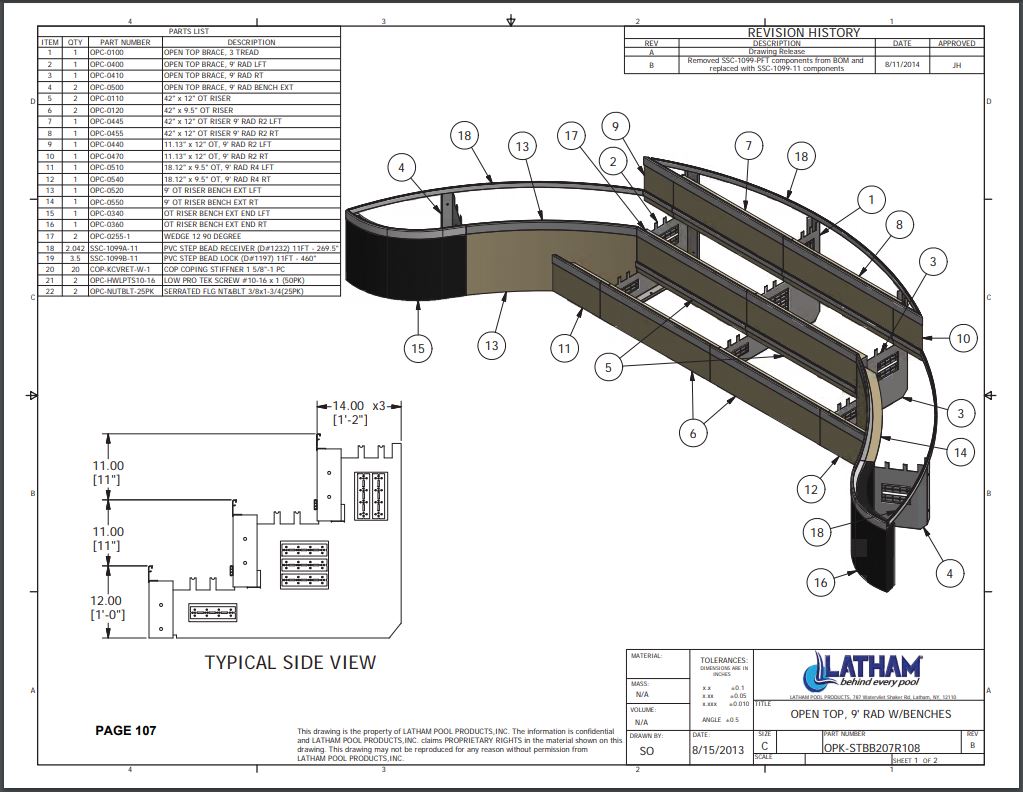9' Radius Polymer Step w/ Double Bench